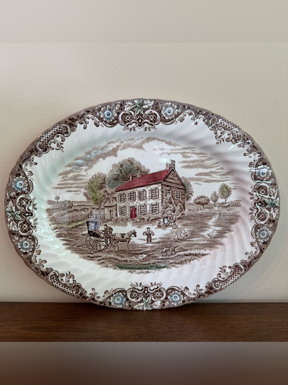Johnson Brothers Heritage Hall Fieldstone 11.5" Oval Serving Platter England